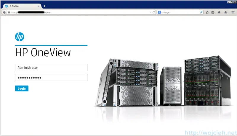 HP OneView login page