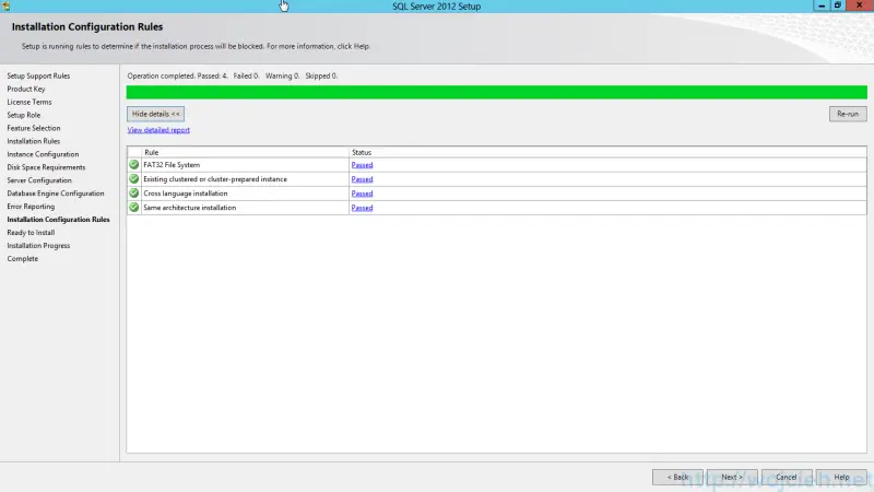 SQL Server 2012 SP1 - Installation Configuration Rules