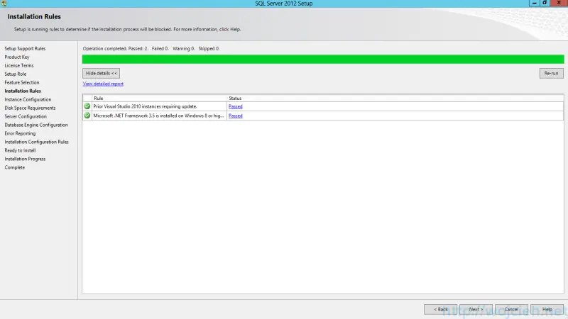 SQL Server 2012 SP1 - Installation Rules