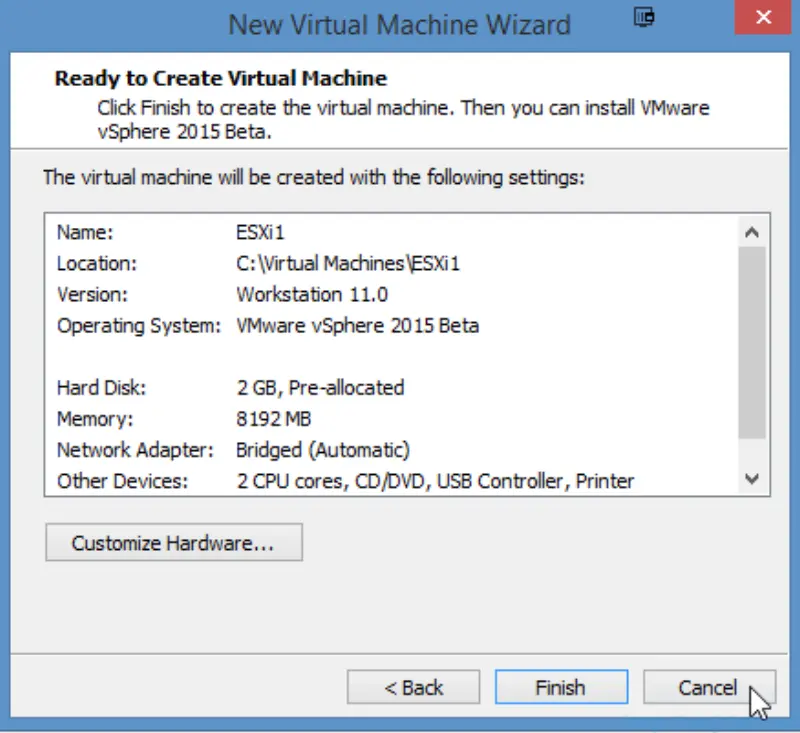 Installing VMware ESXi 6.0 in VMware Workstation 11 - 16