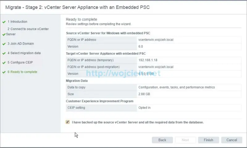 Migration of vCenter Server 6.x to vCenter Server 6.5 - 21