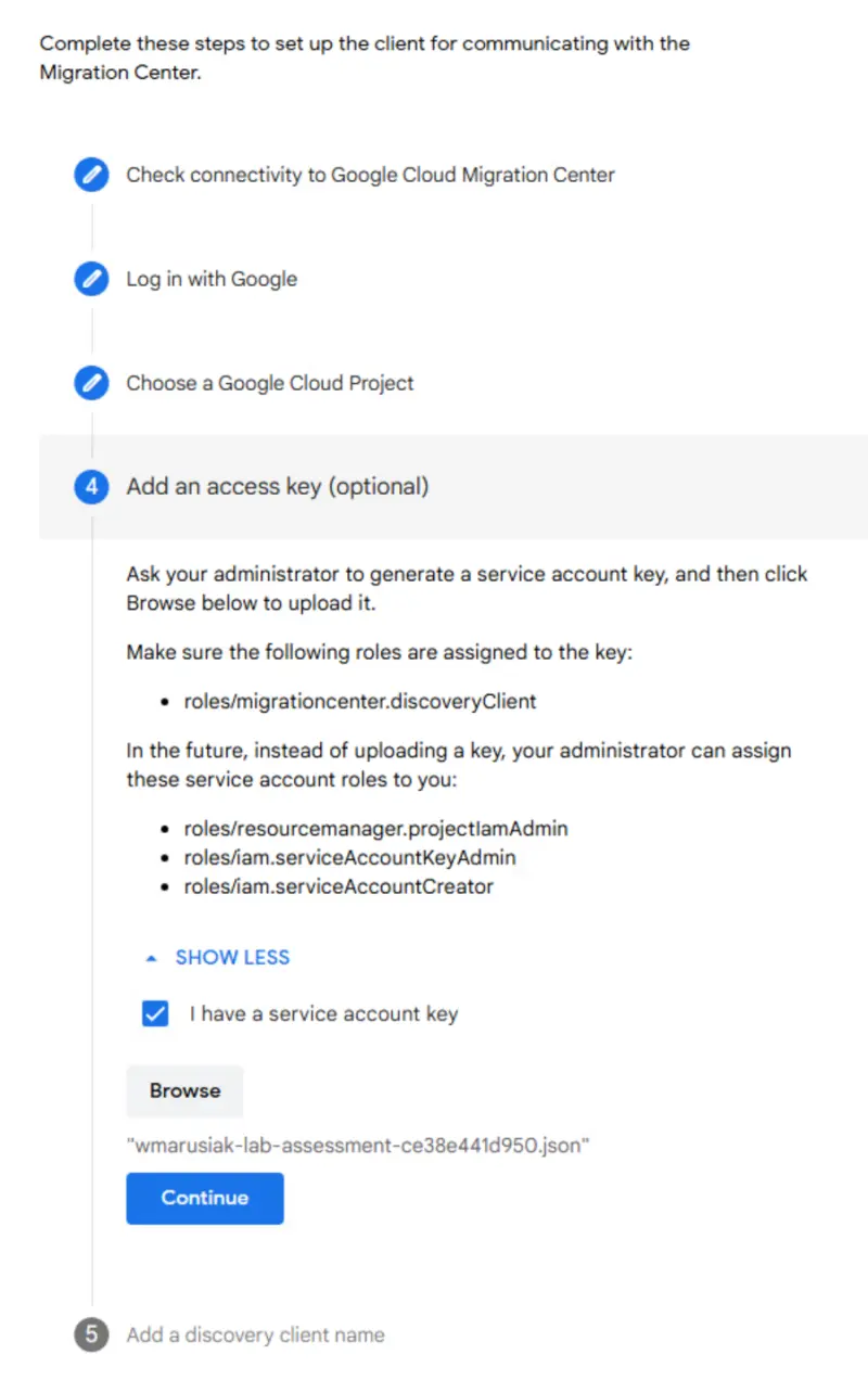 Google Cloud Migration Center Discovery Client Configuration 6