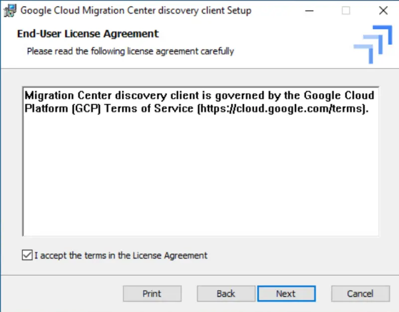 Google Cloud Migration Center Discovery Client Installation 4