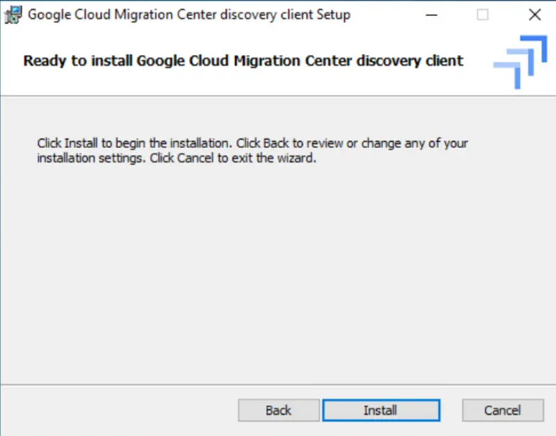 Google Cloud Migration Center Discovery Client Installation 6