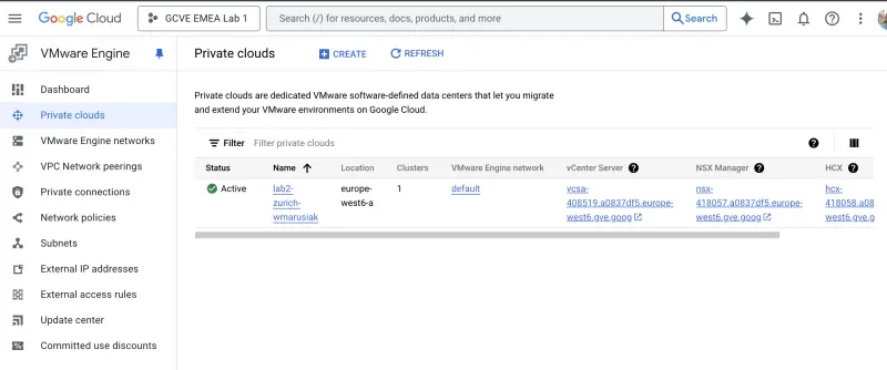 GCVE Cluster Created